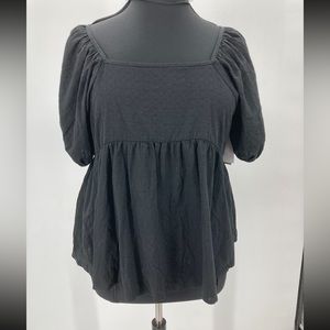 BP. Nordstrom Women’s Black Puff Shoulder Babydoll Short Sleeve Blouse Top